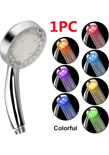 LED Duş Başlığı Tarzı 7 Renkli LED Işık Duş Pil Yok Otomatik Parlayan Renk Değiştiren Duş Başlığı Romantik Otomatik Banyo Dekoru (Yurt Dışından)