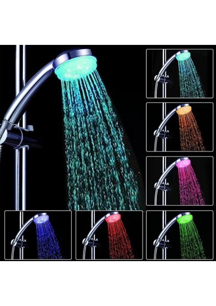 LED Duş Başlığı Tarzı 7 Renkli LED Işık Duş Pil Yok Otomatik Parlayan Renk Değiştiren Duş Başlığı Romantik Otomatik Banyo Dekoru (Yurt Dışından)