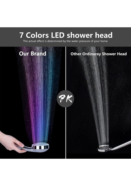 LED Duş Başlığı Tarzı 7 Renkli LED Işık Duş Pil Yok Otomatik Parlayan Renk Değiştiren Duş Başlığı Romantik Otomatik Banyo Dekoru (Yurt Dışından)