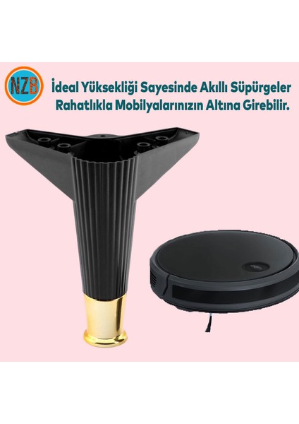 Mobilya Takımı Çekyat Kanepe Komidin Sehpa Tv Ünitesi Koltuk Ayağı 15 cm Siyah Altın Baza Ayak