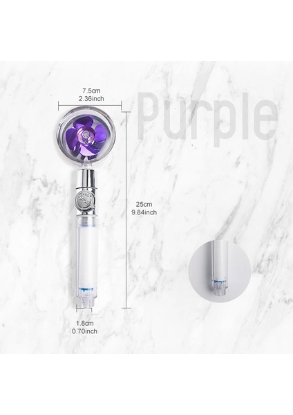 Mor Filtre Türü Stili 360 Derece Turbo Duş Başlığı Yüksek Basınçlı Akış Fanı Yağış Duş Başlığı Su Tasarrufu Filtre Duş Banyo Aksesuarları Için (Yurt Dışından)
