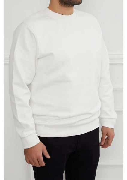 Hscstore Erkek Basic Ekru Sweatshirt - 2903