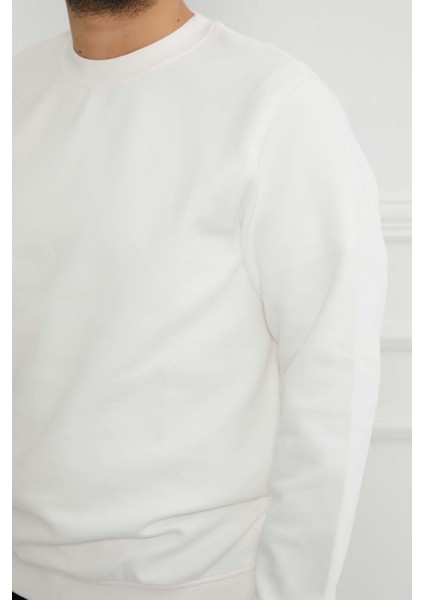 Hscstore Erkek Basic Ekru Sweatshirt - 2903
