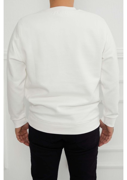 Hscstore Erkek Basic Ekru Sweatshirt - 2903