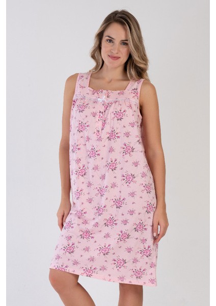 Pamuklu Kadın Kalın Askılı Kısa Boy Gecelik , 161394