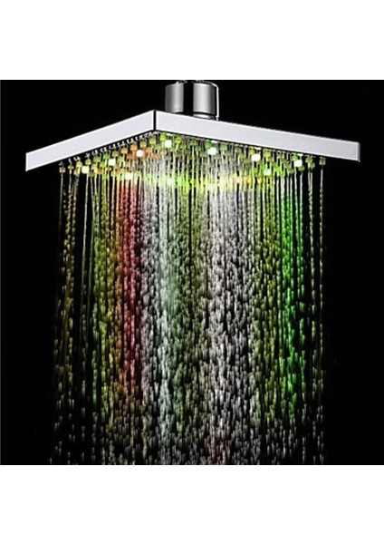 Duş 02 Tarzı Yeni Modern LED Renk Değiştiren Su Glow Kare Şekli Yağmur Banyo Duş Başlığı Banyo Otel Banyo Romantizm Aksesuarı (Yurt Dışından)