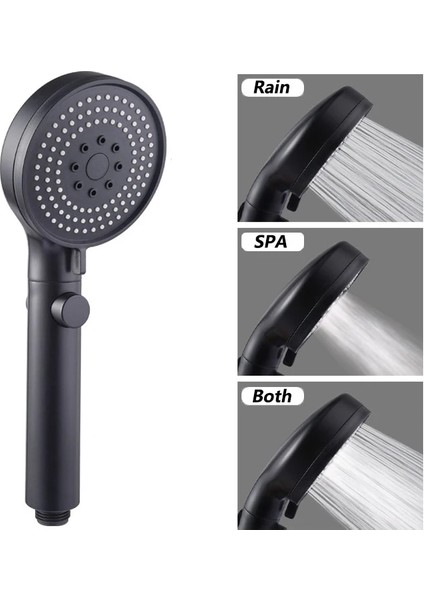 Siyah Bir Stil Duş Başlığı Yüksek Basınçlı Su Tasarrufu 3 Mod Duş Musluk Duvara Monte Duş Püskürtme Memesi Banyo Aksesuarları (Yurt Dışından)