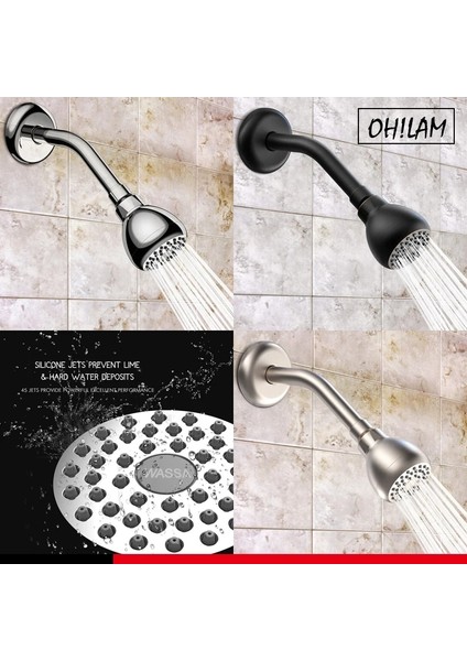 Cp Stili Wassa Yüksek Basınçlı Duş Başlığı 3 Inç Sızıntı Önleyici Sabit Krom Duş Başlığı Ayarlanabilir Metal Döner Küresel Mafsal Fırça Nikel Orb (Yurt Dışından) fiyatları