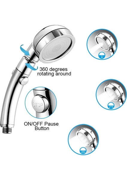 Altın Tarzı Ayarlanabilir 3 Düşük Kafa Banyo Musluk Duş Sistemleri Üç Hızlı Yüksek Basınçlı Su Tasarruflu Banyo Musluk Lüks Püskürtücü (Yurt Dışından)