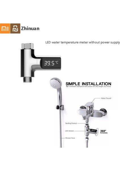 Zhinuan V1 Tarzı Zhinuan LED Ekran Ev Su Duş Termometre Akış Su Sıcaklığı Monitörü Youpin'den LED Ekran Duş Termometreleri (Yurt Dışından)