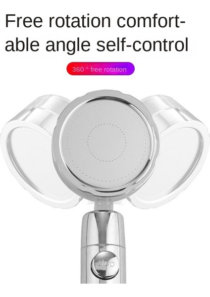 Gümüş Yelpaze A1 Stili Duş Başlığı Su Tasarrufu Akış 360 Derece Dönen Abs Yüksek Basınçlı Yağmur Püskürtme Memesi Banyo Aksesuarları Düğmesi El Basın (Yurt Dışından) modelleri