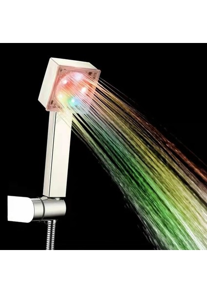 Üç Renk Tarzı Banyo Renk Değiştiren LED Duş Başlığı Işık Parlayan Automatoror Değişen El Su Tasarrufu Yüksek Basınçlı Duş (Yurt Dışından)
