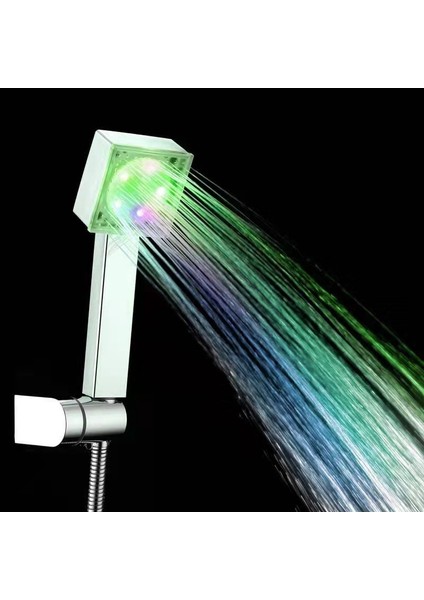 Üç Renk Tarzı Banyo Renk Değiştiren LED Duş Başlığı Işık Parlayan Automatoror Değişen El Su Tasarrufu Yüksek Basınçlı Duş (Yurt Dışından)