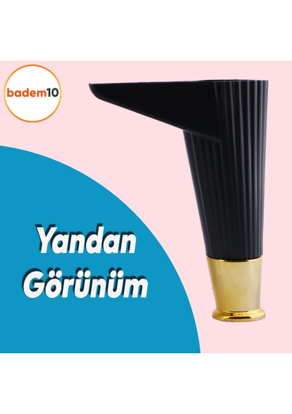 Elista Mobilya Ayağı Sehpa TV Ünitesi Ayakları Yükseltici 15 cm Siyah Altın 8 ADET