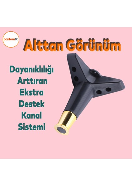 Elista Mobilya Ayağı Sehpa TV Ünitesi Ayakları Yükseltici 15 cm Siyah Altın 8 ADET