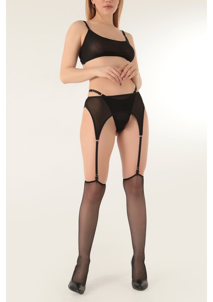 Jartiyerli Fantezi 4 Parça Bralet Takım