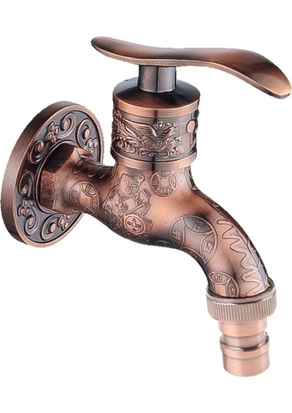 Bordo Tarzı Antik Bronz Duvara Monte Musluk Lavabo Bataryası Ejderha Çamaşır Makinesi Su Taa (Yurt Dışından)