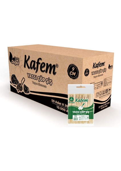 Yassı Çöp Şiş - Sunum Kürdanı 9 cm 50 Li x 200 Paket (Koli)