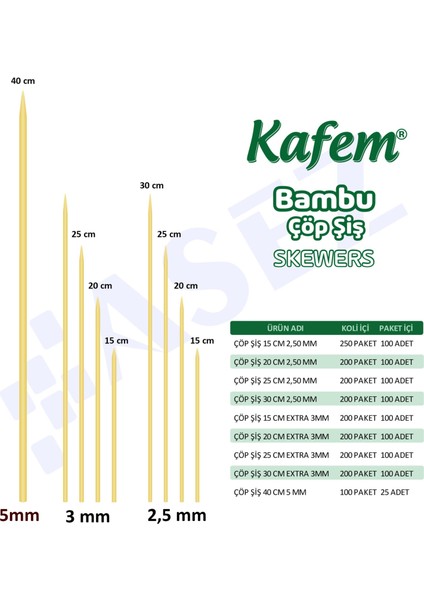 Bambu Çöp Şiş 30 cm 100 Lü x 200 Paket (Koli)