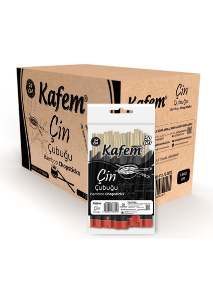 Bambu Çin Çubuğu (Chopsticks) 24 cm - 50 Çift x 30 Paket (Koli)- Kafem