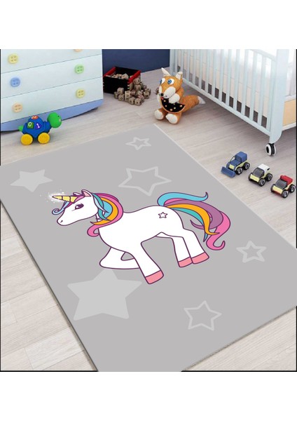 Cino 74 Gri Beyaz Unicorn Çocuk Odası Halı Bebek Oyun Halısı fiyatları