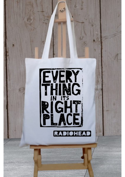 Radiohead Every Thing In Its Right Place Kalın Su Geçirmez Bez Tote Bag Kanvas Omuz Çantası