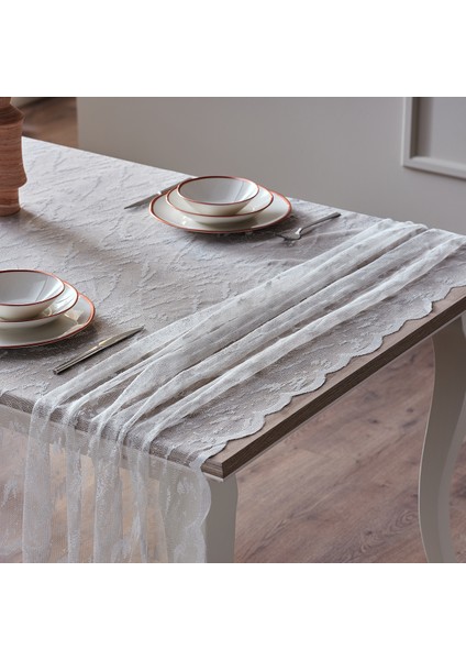 Croco Masa Örtüsü 145X240CM - Beyaz