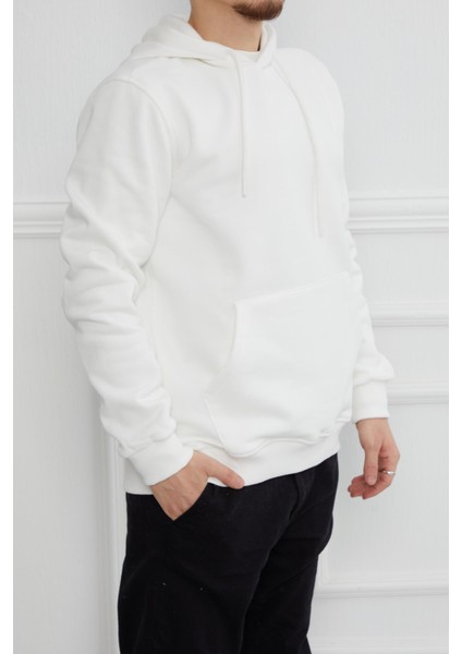 Hscstore Erkek Kanguru Cepli Kapüşonlu Ekru Sweatshirt - 2901 fiyatları