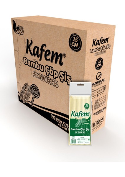 Bambu Çöp Şiş 15 cm 100 Lü x 250 Paket (Koli)