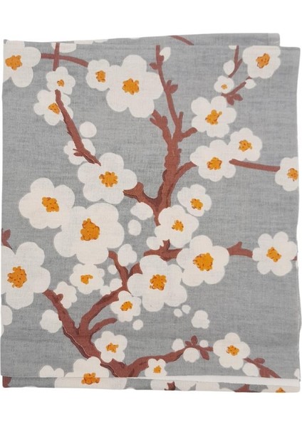 80X35 cm Pamuklu Astarlık Kumaş Papatya Desen Gri Renk No:38