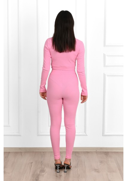 Kadın Yazı Baskılı Fermuar Detaylı Eşofman Takımı 3725-23 indirimleri