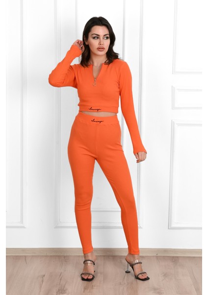 Kadın Yazı Baskılı Fermuar Detaylı Eşofman Takımı 3725-23 fiyatları