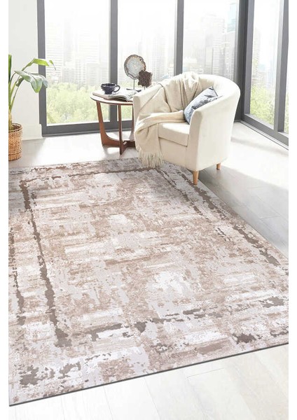 Lynosse Bej Vizon Halı Yumuşak Oturma Odası Salon Çocuk Odası Mutfak Halısı P0914 120 x 180