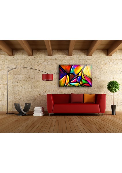 Renkli Soyut Desenler Cam Duvar Tablosu