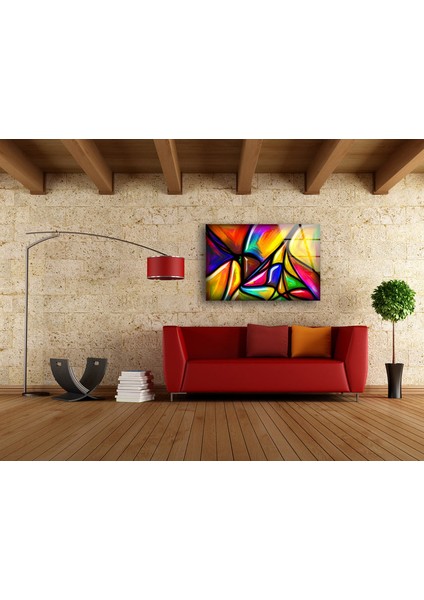 Renkli Soyut Desenler Cam Duvar Tablosu modelleri