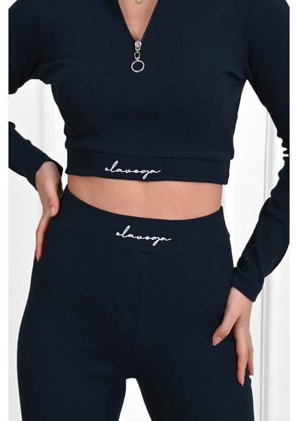 Kadın Yazı Baskılı Fermuar Detaylı Eşofman Takımı 3725-23 modelleri