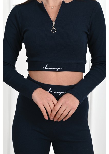 Kadın Yazı Baskılı Fermuar Detaylı Eşofman Takımı 3725-23 fırsatları