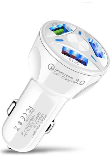 Oto 3 USB Qualcomm Quick Qc 3.0 7A Hızlı Araç Şarj Aleti Cihazı