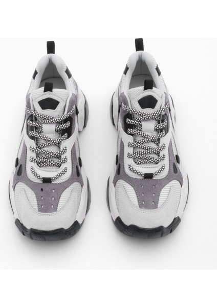 Kadın Yüksek Taban Sneaker Bağcıklı Spor Ayakkabı Edisa Gri