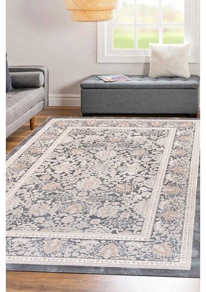 Lynosse Koyu Gri Halı Yumuşak Oturma Odası Salon Çocuk Odası Mutfak Halısı P1098 200 x 290