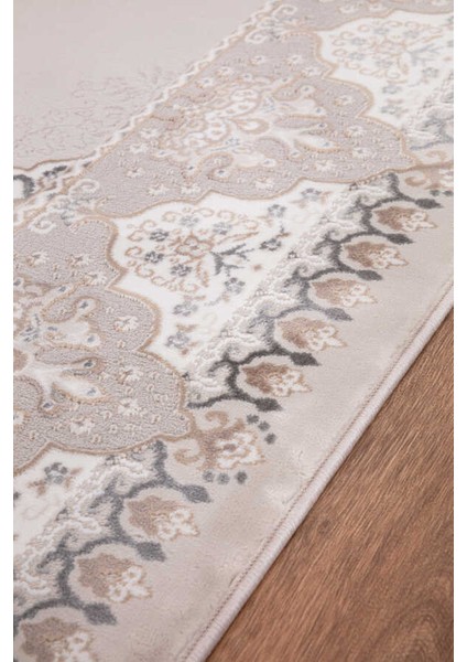 Lynosse Bej Gri Halı Yumuşak Oturma Odası Salon Çocuk Odası Mutfak Halısı P1026 80 x 150