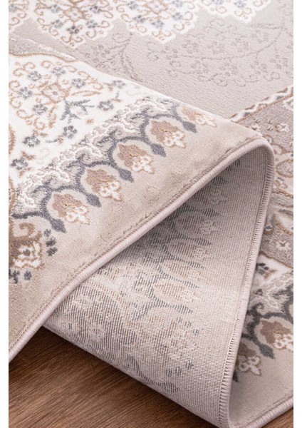 Lynosse Bej Gri Halı Yumuşak Oturma Odası Salon Çocuk Odası Mutfak Halısı P1026 80 x 150