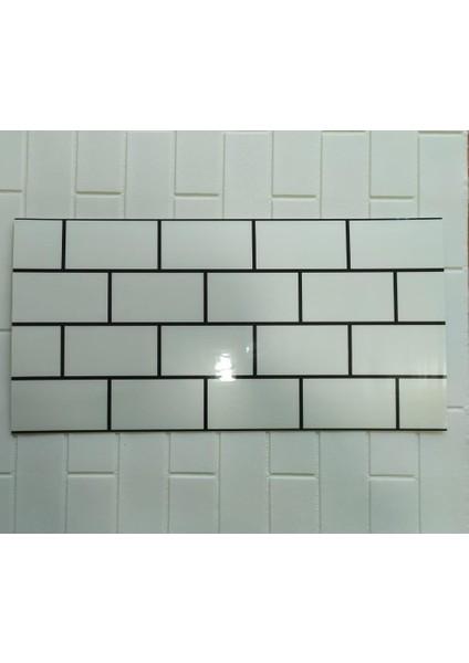 60X30CM Shiny Beyaz Tuğla Desen Kendinden Yapışkanlı Karavan Prefabrik Banyo Wc Duvar Kaplama Paneli