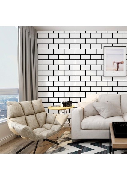 60X30CM Shiny Beyaz Tuğla Desen Kendinden Yapışkanlı Karavan Prefabrik Banyo Wc Duvar Kaplama Paneli