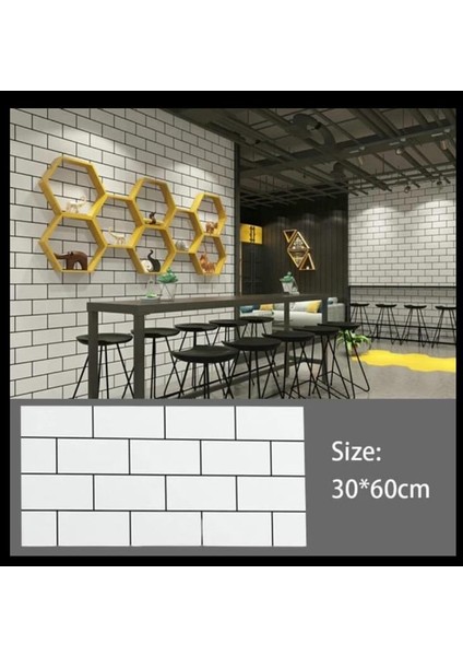 60X30CM Shiny Beyaz Tuğla Desen Kendinden Yapışkanlı Karavan Prefabrik Banyo Wc Duvar Kaplama Paneli