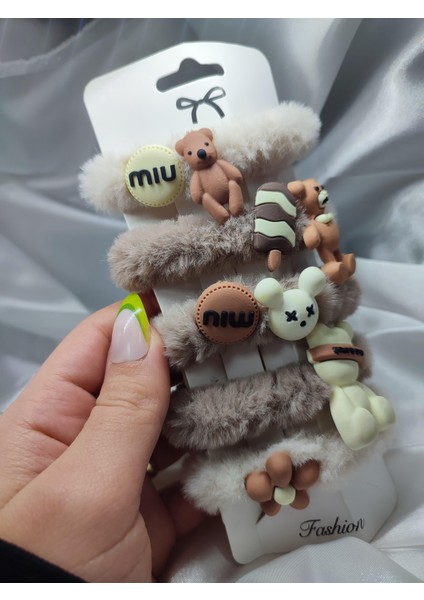 So Much Çocuk Peluş Tedy 5'li Lastik Toka Seti-2