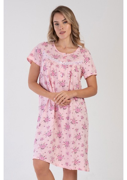 Pamuklu Kadın Kısa Kol Kısa Boy Gecelik , 161679