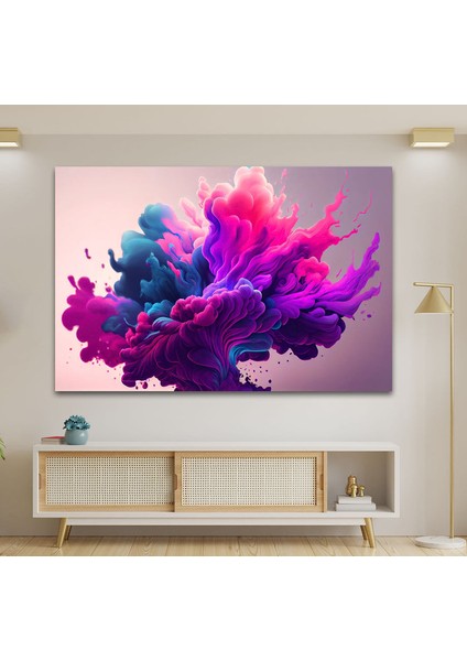 Mor Soyut Temperli Cam Duvar Tablosu