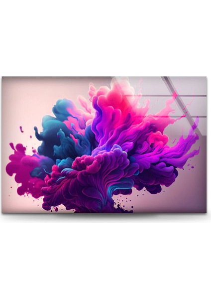 Mor Soyut Temperli Cam Duvar Tablosu fiyatları