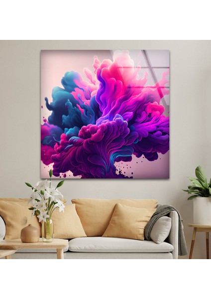 Mor Soyut Temperli Cam Duvar Tablosu indirimleri